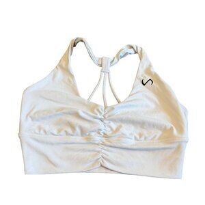 TLF Take Life Further White Sports Bra Strappy Logo Workout Running Size Medium
